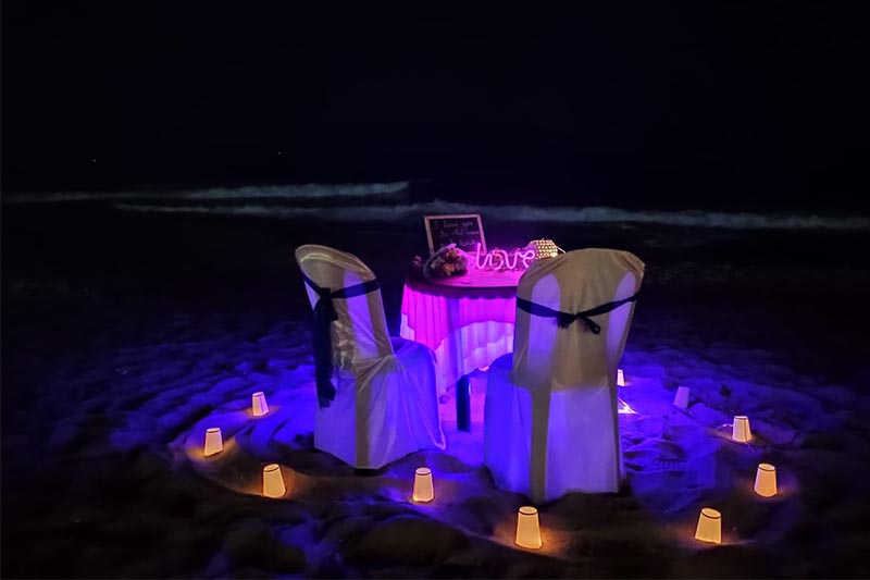 Best Candle Light Dinner Setups in Goa for Couples | Best Selling Setup at Calangute Goa