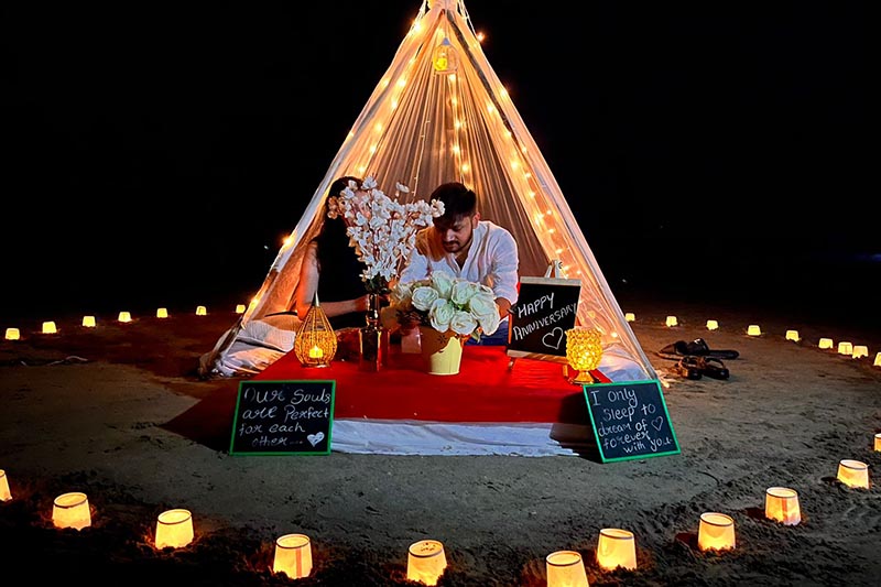 Best Candle Light Dinner Setups in Goa for Couples | Best Selling Setup at Calangute Goa