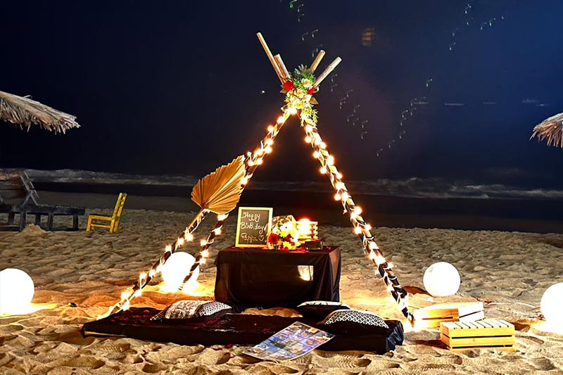 Best Candle Light Dinner Setups in Goa for Couples | Best Selling Setup at Calangute Goa